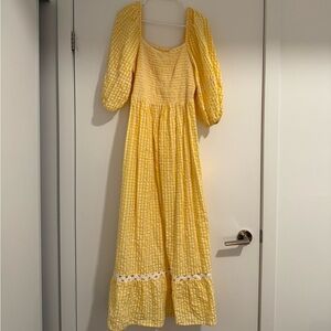 Accessorize Yellow Checkered Long Sleeve Dress